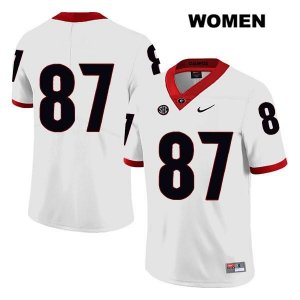 Women's Georgia Bulldogs NCAA #87 Tyler Simmons Nike Stitched White Legend Authentic No Name College Football Jersey WSV1354MJ